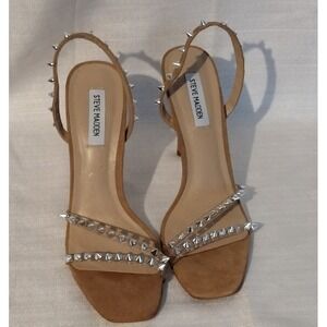 Steve Madden Women's Studded Strappy High Heel Brown/Clear Sandals Size 10M